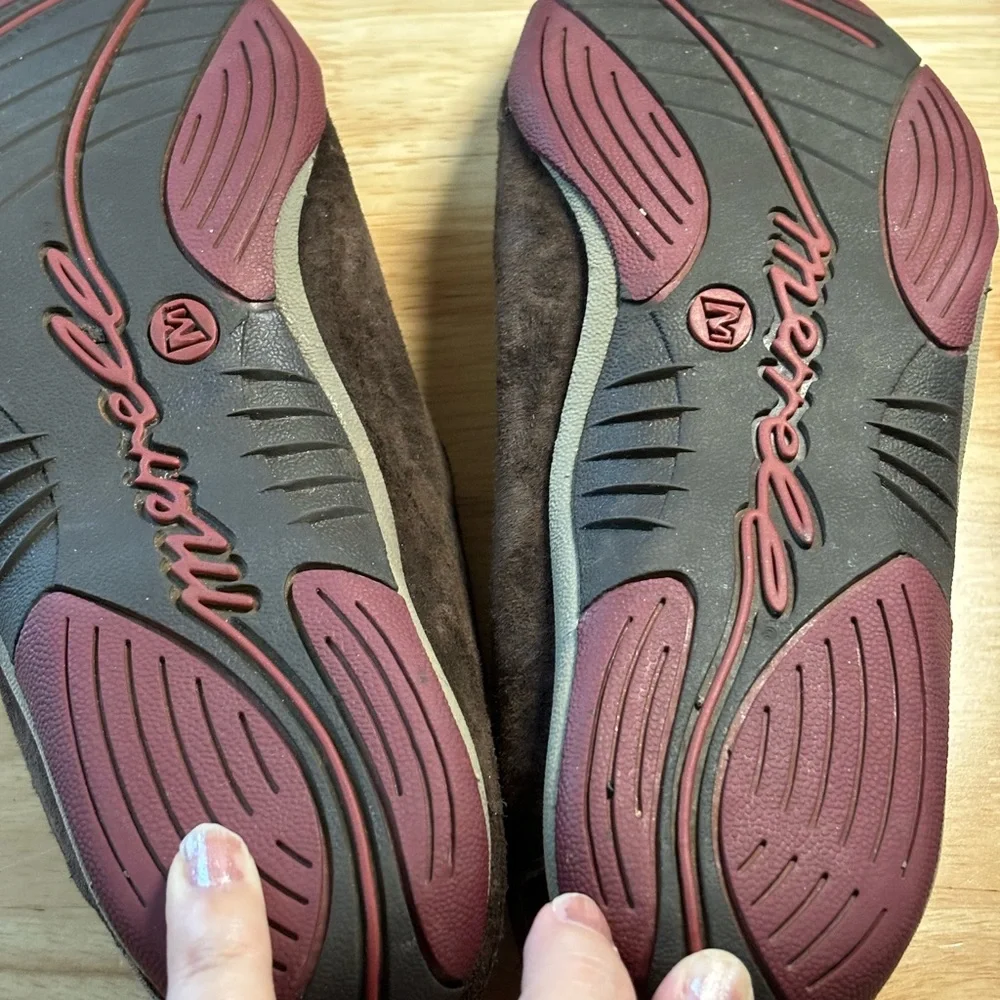 Merrell Women 7.5 Brown Suede Slip On Bisect Coffee Bean